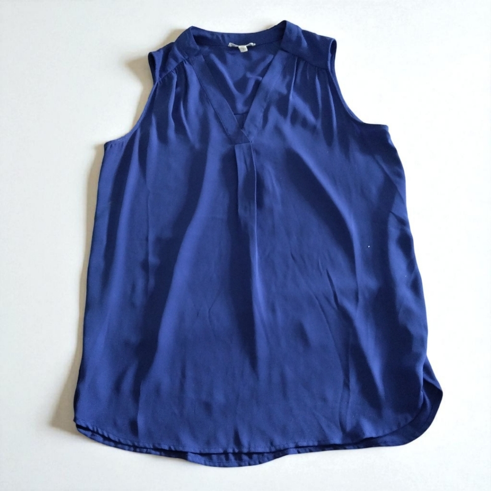 Pleione V-Neck Sleeveless Blouse in Deep Blue